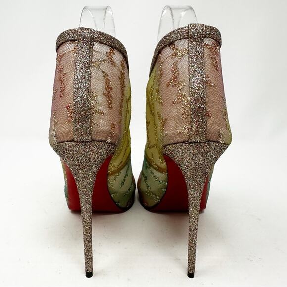 Christian Louboutin Top Top Glitter Lace Up Booties Size 37 - Picture 6 of 12